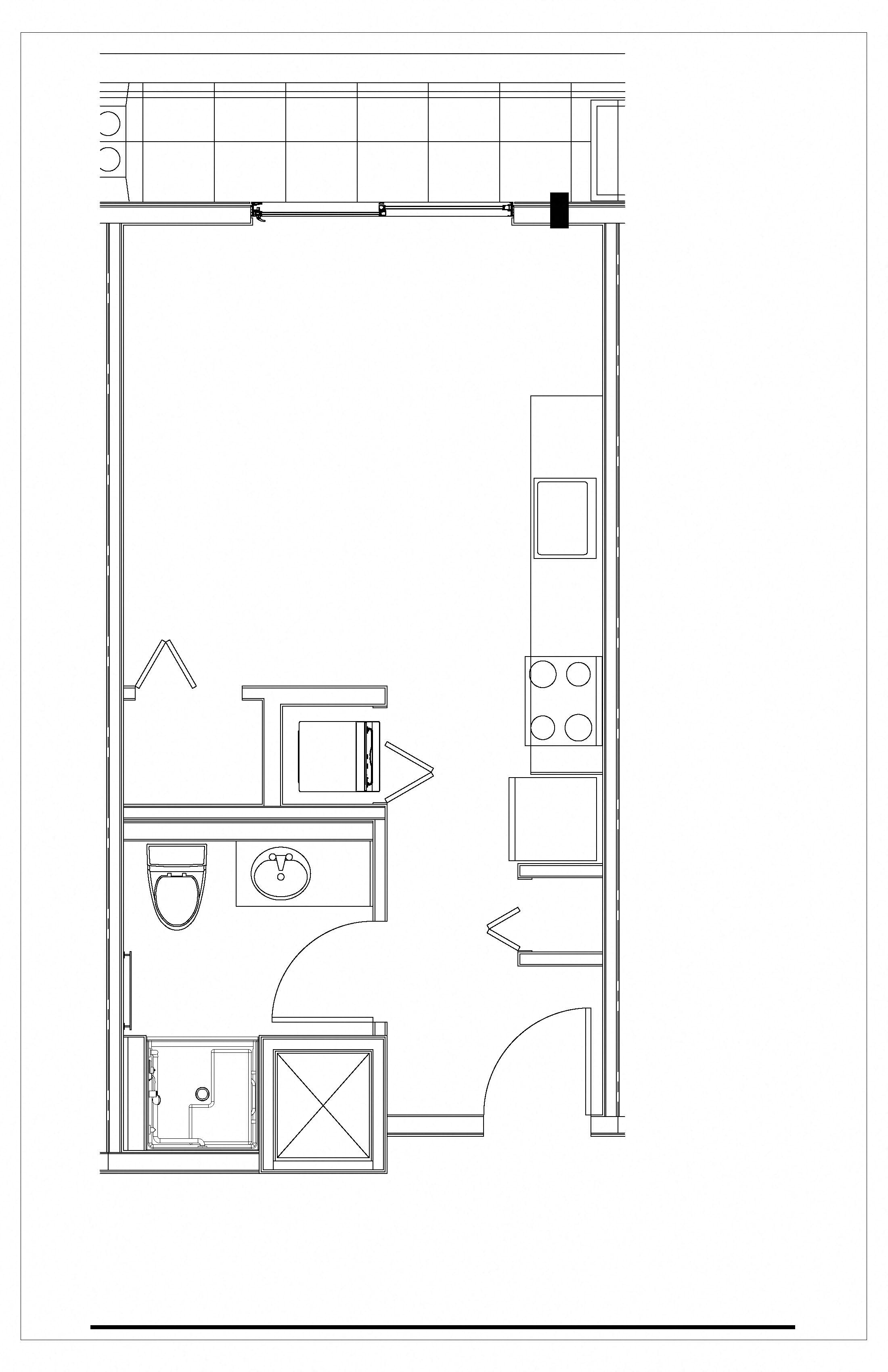 Floor plan for studio, 1 bath, 368 sqft